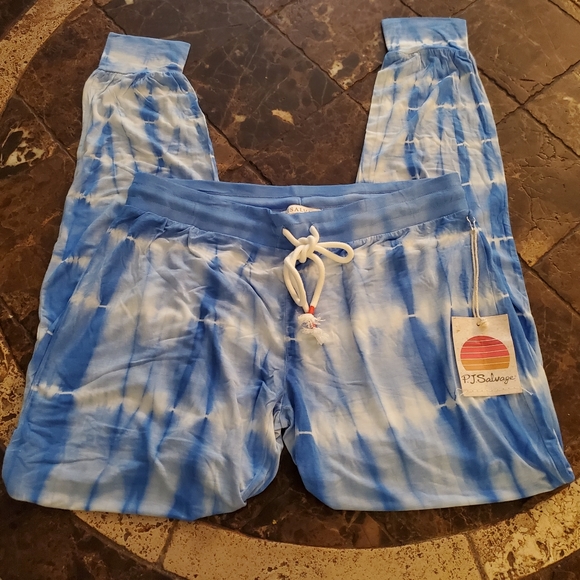 Pj Salvage sail away Blue white tie dye pants S NWT - Picture 3 of 3